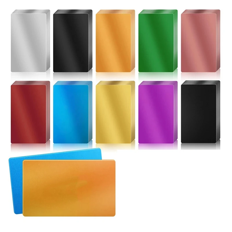 200 Pcs Metal Engraving Blanks Colorful Aluminum Sheet Laser Engraving Business Card Multipurpose Engraving (10 Colors)