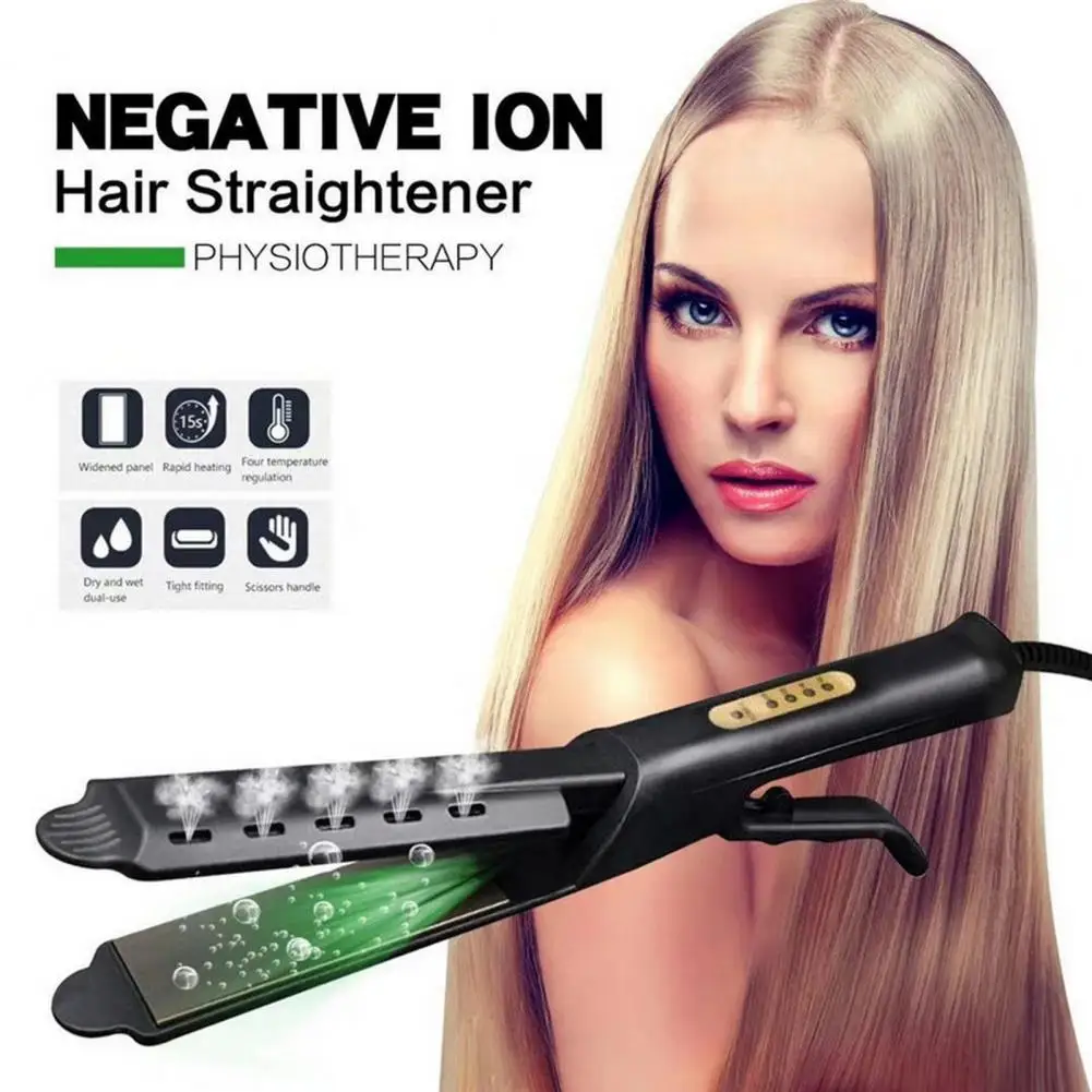 

Steam Therapy Flat Iron Professional Steam Therapy Hair Straightener Curler with Tourmaline Ceramics Plates 4 for Bangs