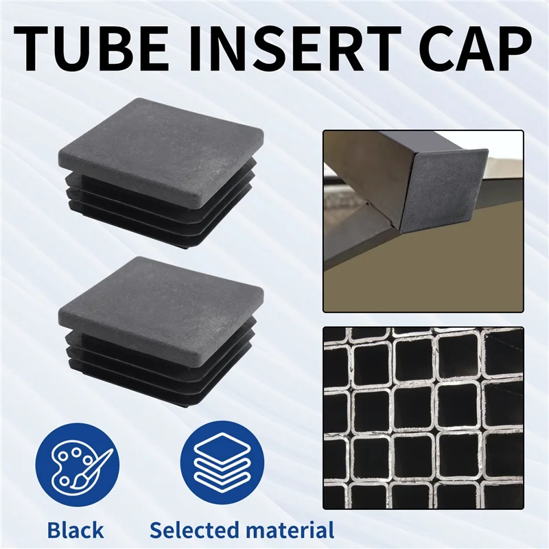 AS96-40 pièces en plastique carré obturateur embout Tube Tube insère 38Mm X 38Mm