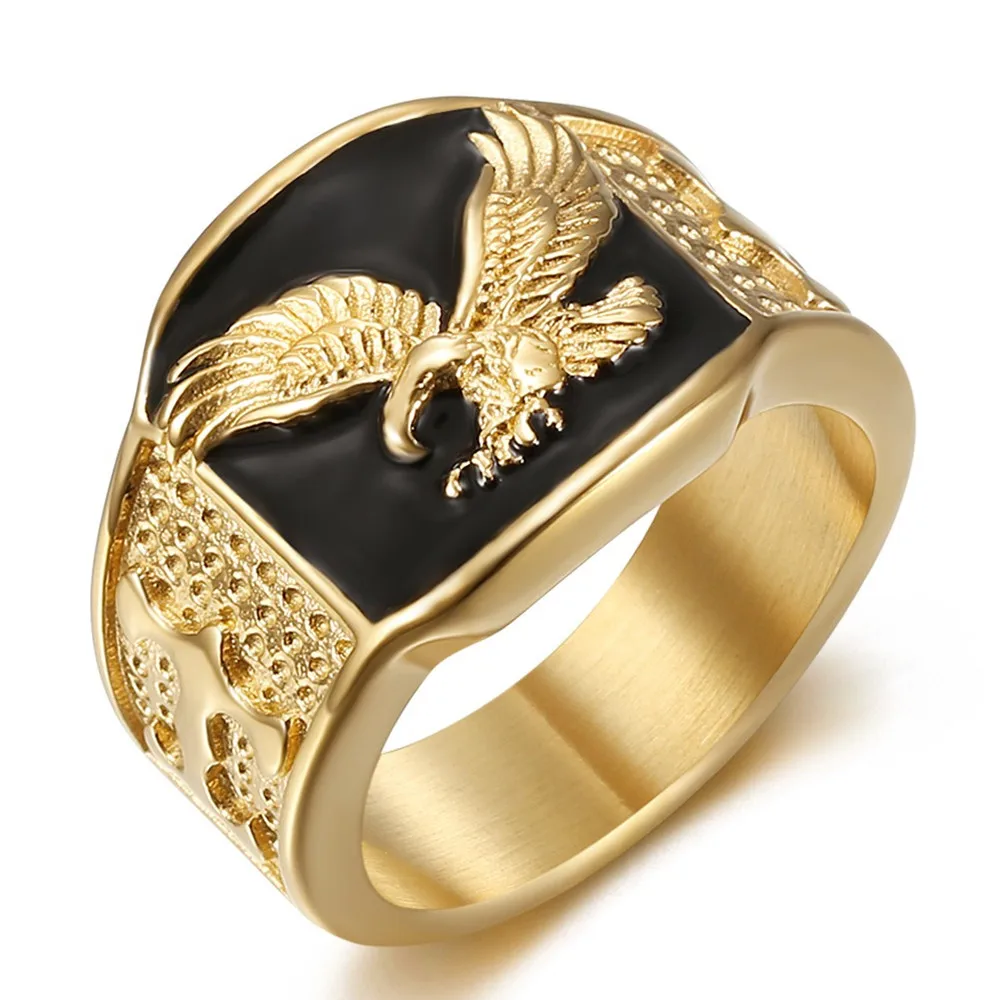 Flying Eagle Carving Titanium Stainless Steel Rings for Men Cool Masculine Finger Bands Trendy Accessories Drop Shipping HIPHOP