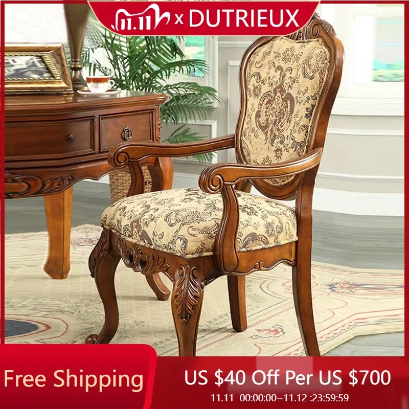 Wooden Wedding Dining Chairs Vintage Vanity Throne Stool Restaurant Replica Dining Chairs Luxury Stoel Chinese Style Furniture