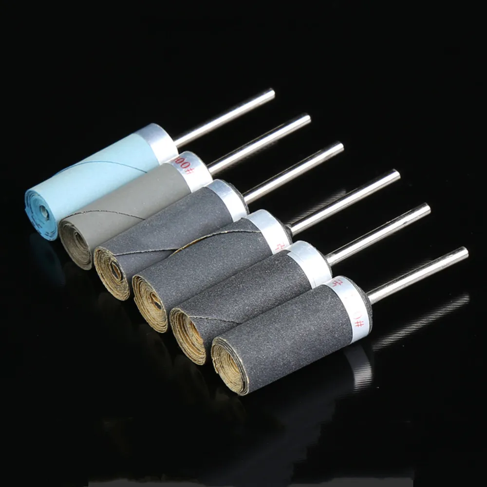 2.35mm Shank Sandpaper Stick Grinding Head For Jade Jadeite Wood Electric Drill Abrasive Rotary Tools Grit 240 320 400 600-5000