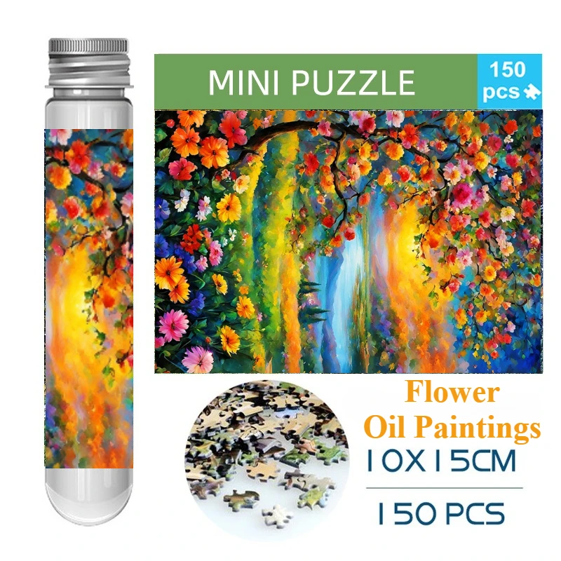 150PCS Mini Test Tube Flower Oil Paintings Difficult Jigsaw Puzzle  Decompression Toys Game Family Educational Toys