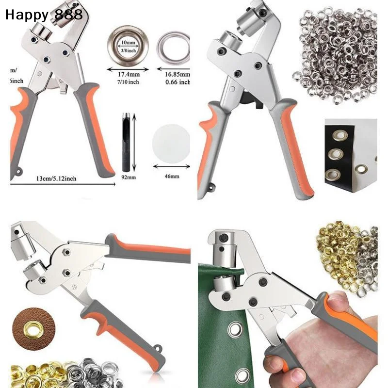 ポータブルハンドプレスメタルグロメットホールパンチプライヤー、革、キャンバス、衣類、diy、タープ用-–-10mmアイレットプライヤーキットツール