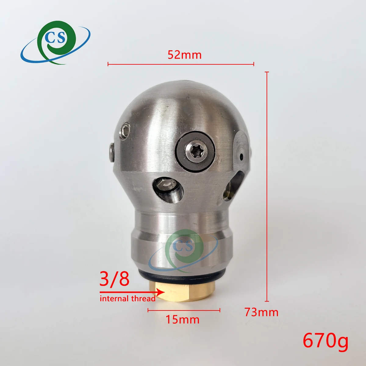 New CS High Quality Rotating Ball Stainless Steel Warthog Bulb Type Jet Nozzle 3/8