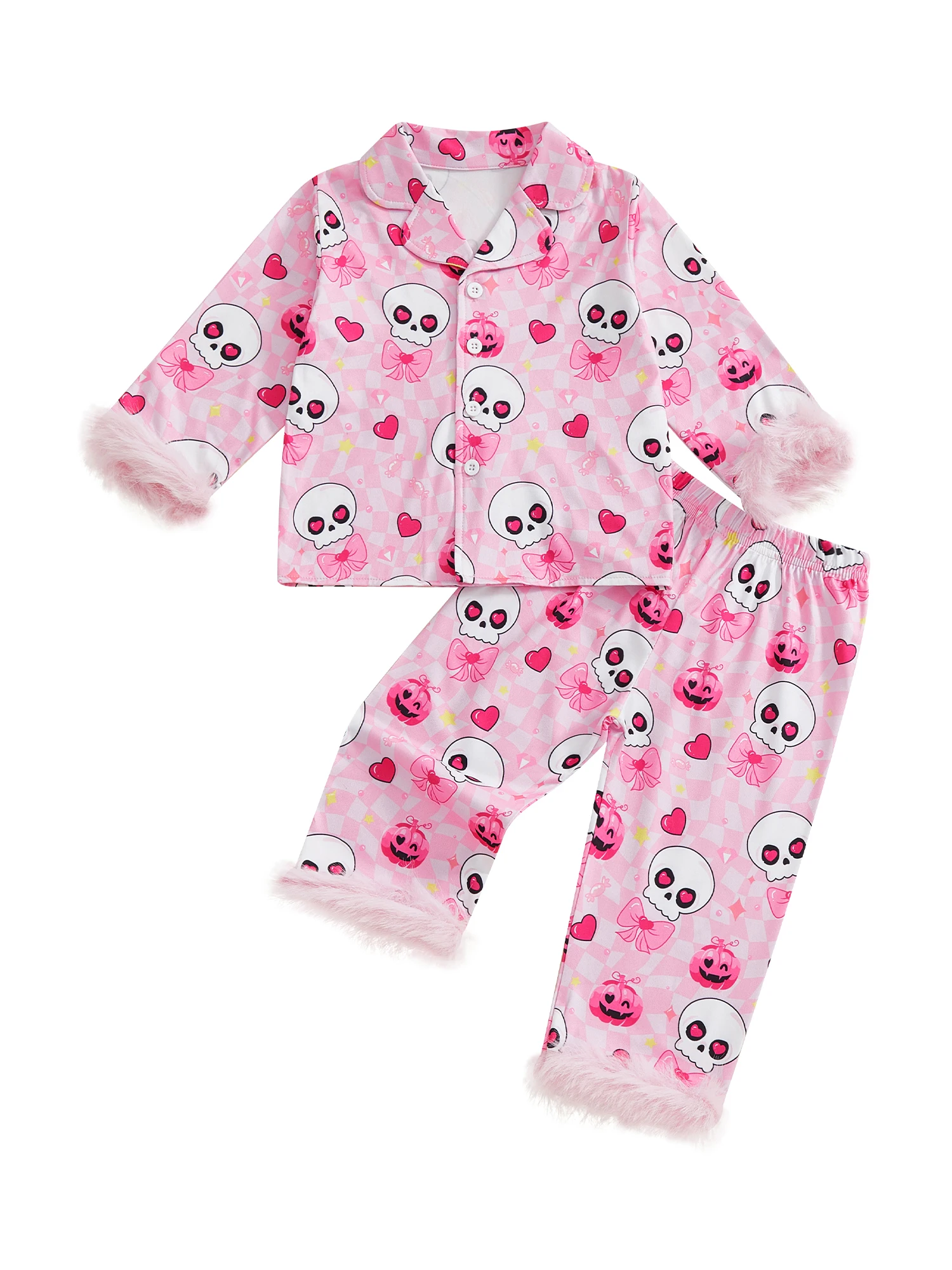 Pigiama per Halloween da ragazzo Set Top a maniche lunghe con stampa di streghe fantasma con pantaloni in vita con coulisse Indumenti da notte per i più piccoli