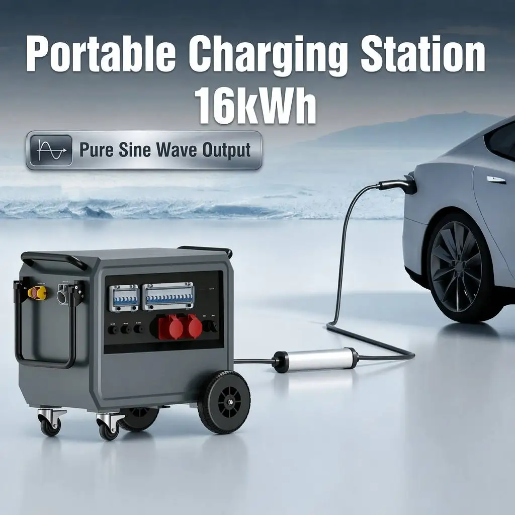 EONDRIVE 16kWh 13.5kW Portable EV Charging Station LiFePO4 Battery IP54 Protection Emergency Supply Pure Sine Solar Panel