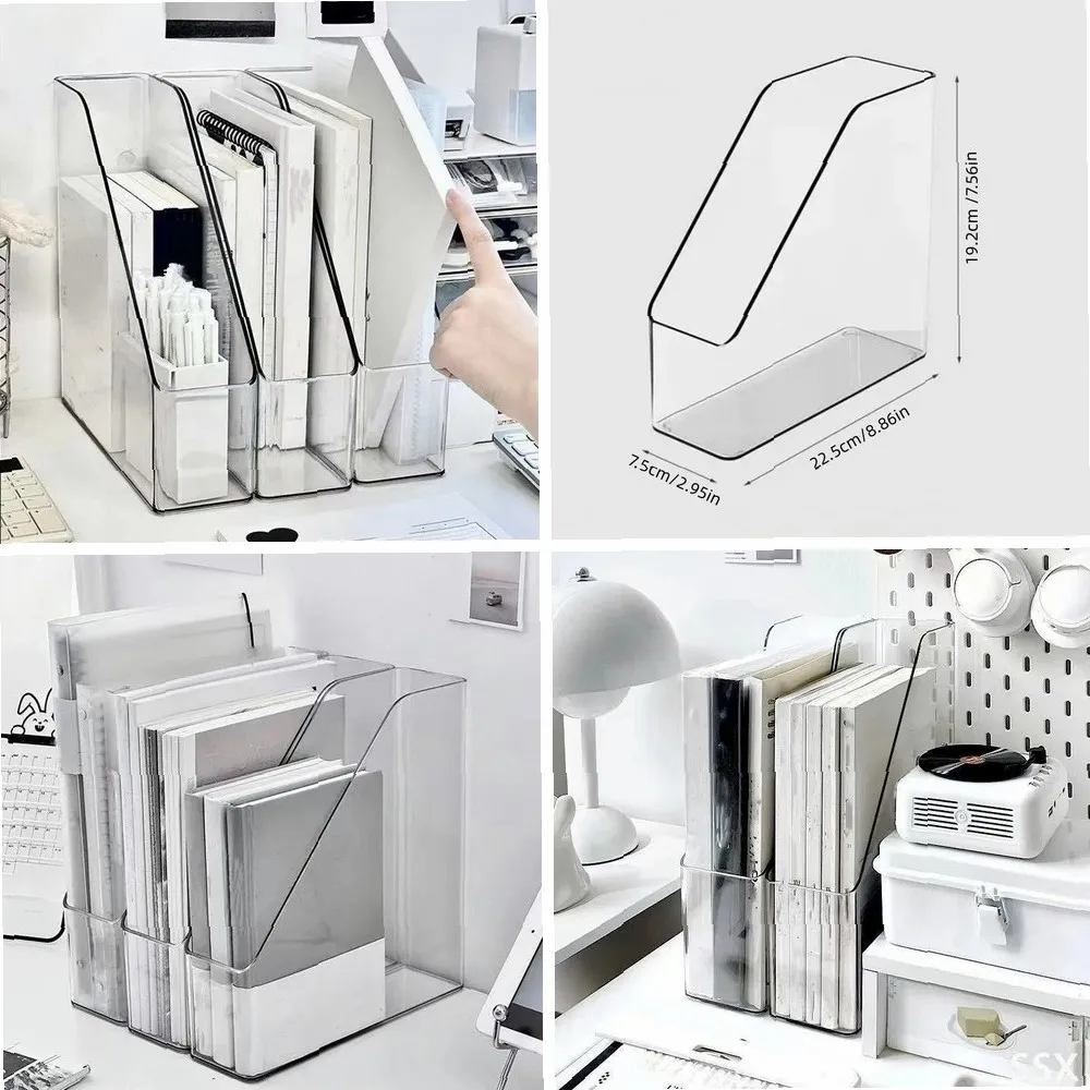 

2Pcs/Transparent Acrylic Desktop Storage Box Multi-Compartment File Organizer Office Desk Storage Rack Large Capacity