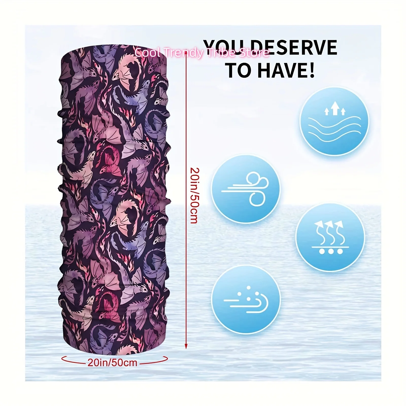 Dragon Pattern Printed Scarf, Multi-Functional Mask And Neck Scarf, Suitable for Outdoor And Unisex Headscarves, Family Gatherin