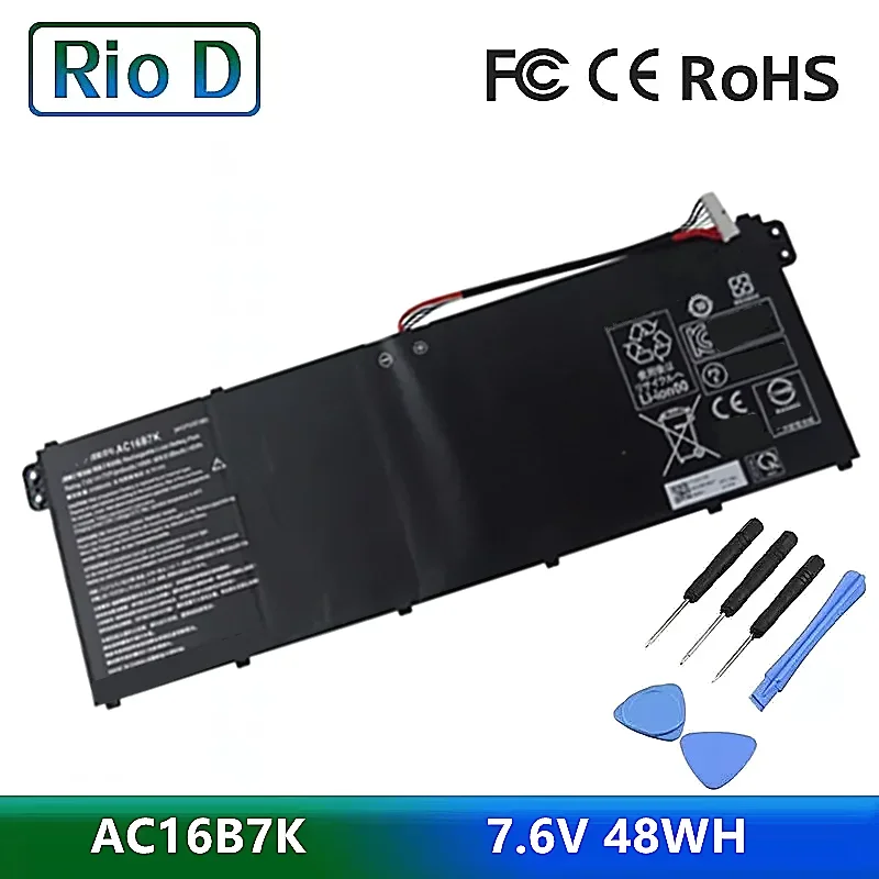 

7,6 В 48 Втч AC16B7K Аккумулятор для ноутбука ACER V5-572 V5-573 V5-572 V5-573 15 CB515-1H CB515-1HT