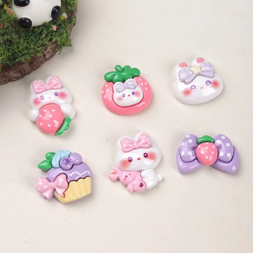 10pcs Mini Kawaii Cute Rabbit Butterfly Cake Flat Back Cabochons Scrapbook Diy  Party Hairpin Accessories Home Decoration Craft