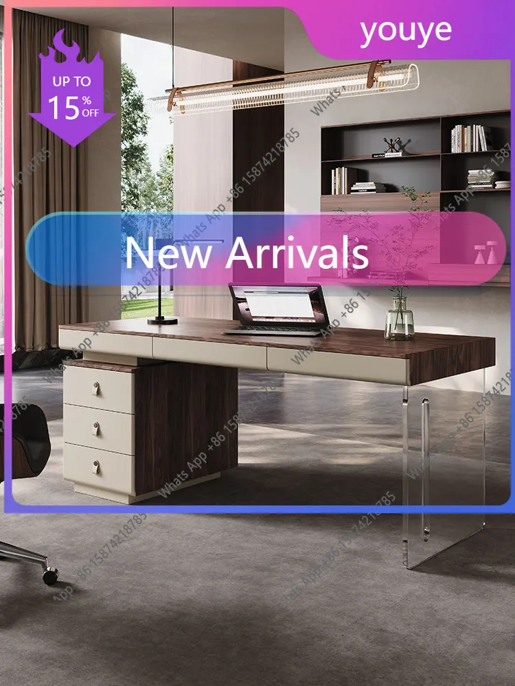 

Письменный стол N62 в средневековом стиле из массива дерева, цвет орех, легкая роскошь, современный дизайн для дома и кабинета, компьютерный стол.