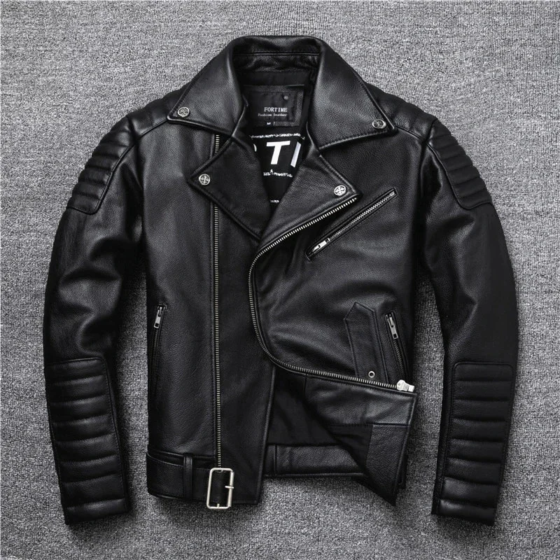 2025 New Genuine Leather Jacket Men's Really Natural Cowhide Motorcycle Style Jackets Moto Slim Coat Plus Size 5XL