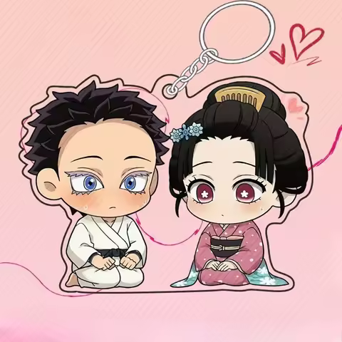 Demon Slayer: Kimetsu No Yaiba Acrylic Keychain Akaza Koyuki Anime Peripheral Cute Q Version Creativity Schoolbag Decoration