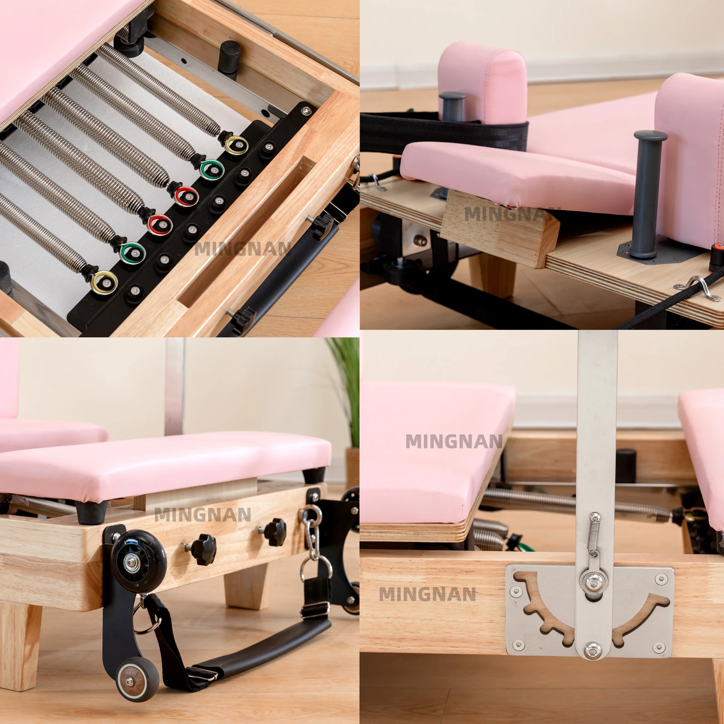 Folding Pilates Reformers machine Yoga studio Training gym Fitness oak wood Foldable Pilates bed home use pilates equipment view 5