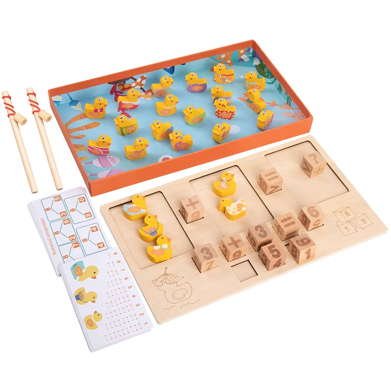New Children's Fishing Duck Fishing Game Children's Educational Early Education Number Operation Teaching Aids Kids  Wooden Toys