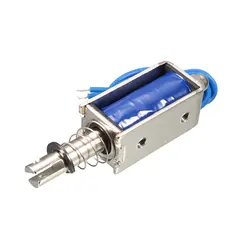 UXCELL DC 12V 1A 10mm Stroke 600g Push Pull Type Open Frame Solenoid Electromagnet Black Wire Leads