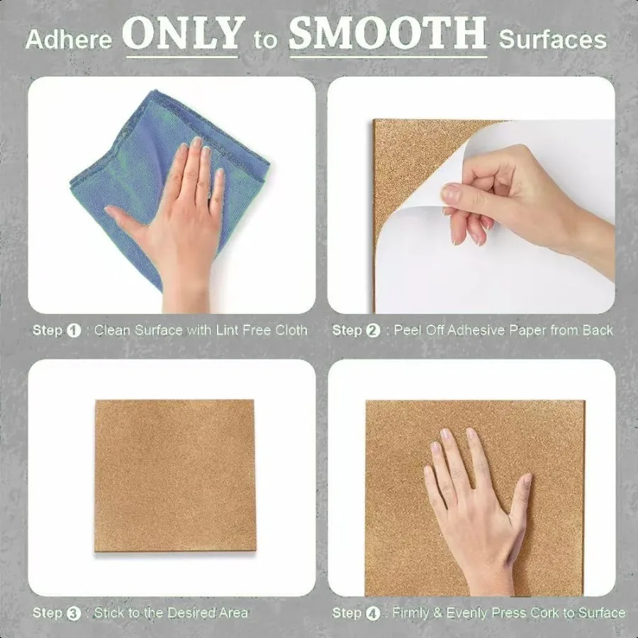 لوحة الفلين المربعة للجدران 4 عبوات 12 بوصة × 12 بوصة 1 4 بوصة لوحة إعلانات الفلين السميكة ذاتية اللصق بلاط لوحة الفلين مع 50 دبابيس ضغط لـ #4