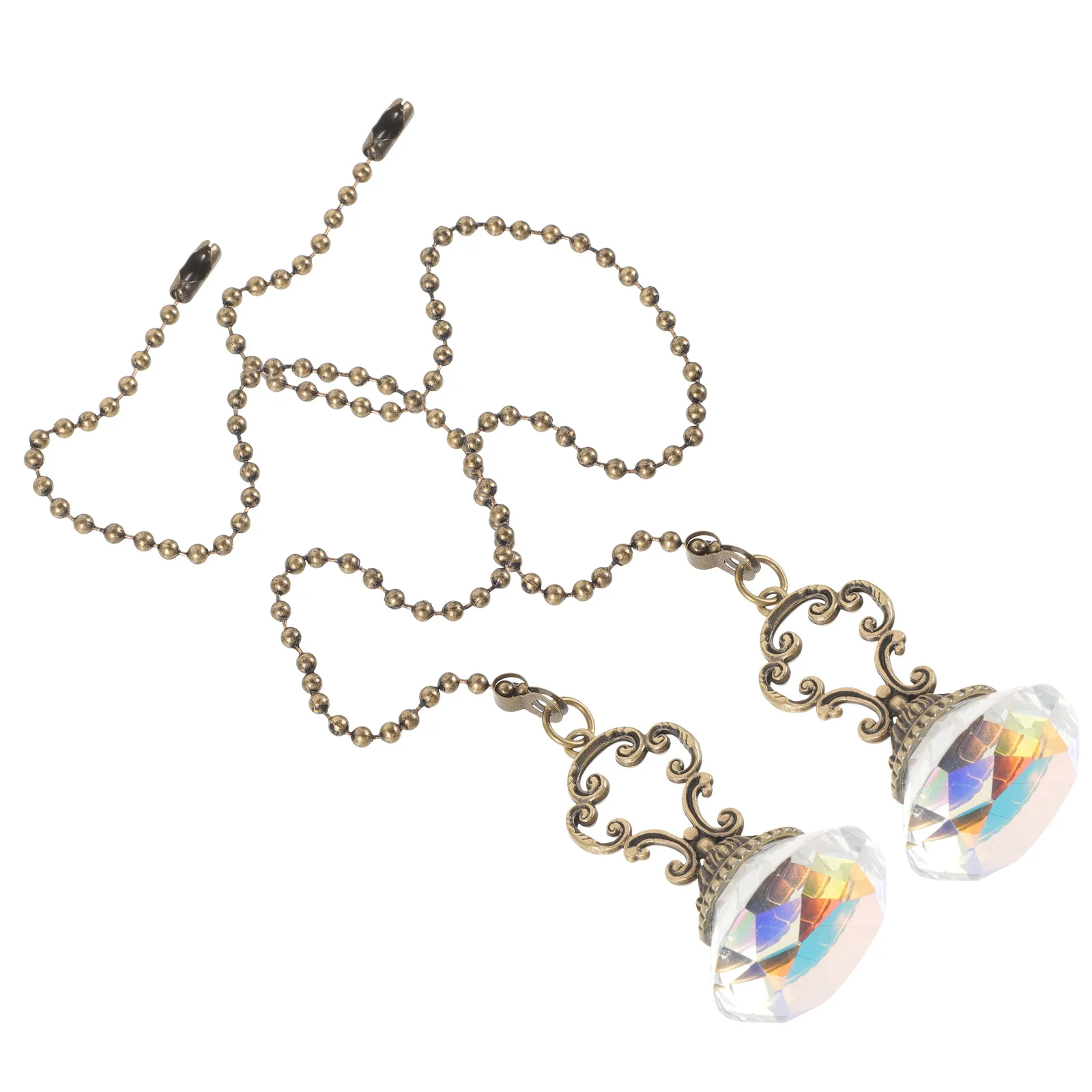 2Pcs Crystal Pendant Ceiling Fan Pull Chain Adjustable Beaded Extension Decorative Chain for Bedside Lamp Lighting Fixtures