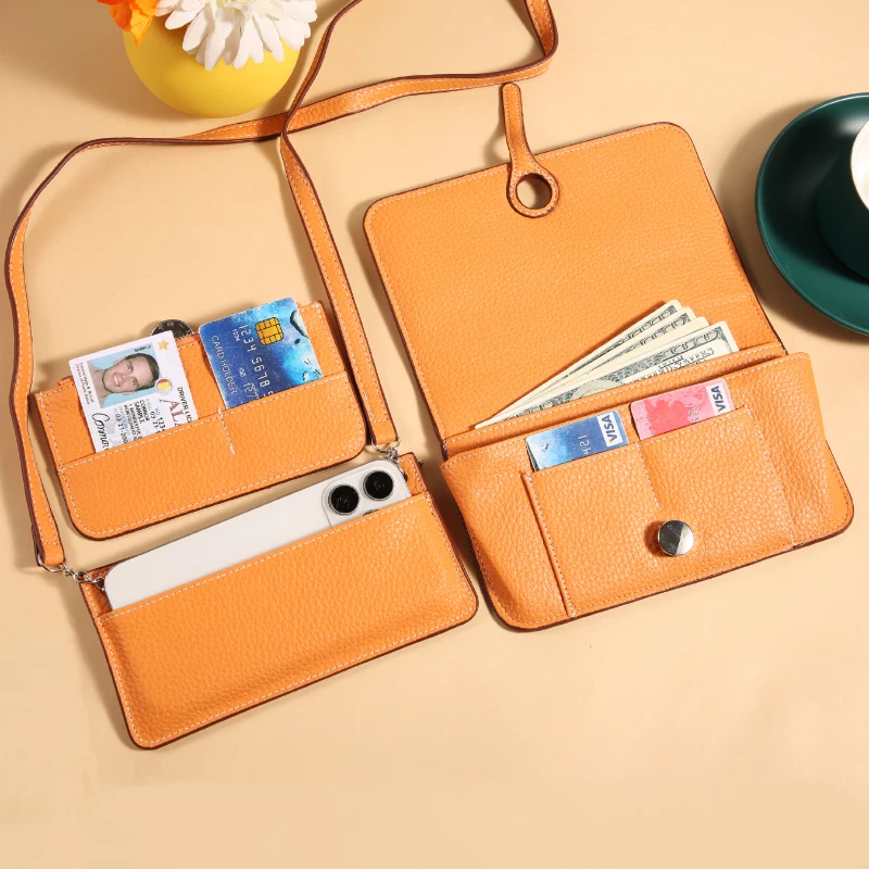 

Convenient Multi-Functional Passport Card Holder Crossbody Phone Bag Tee-In-One Multi-Purpose Bank Card Women's Wallet