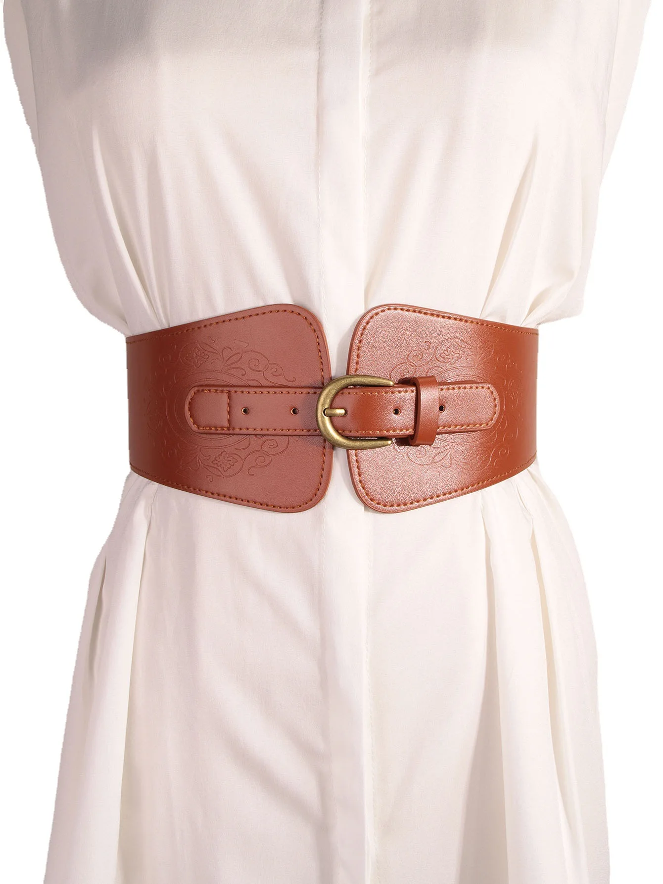 

Women's Fashion Leather Waist Belt Embossed Fashion Show Girdle Dress Sweater Belt