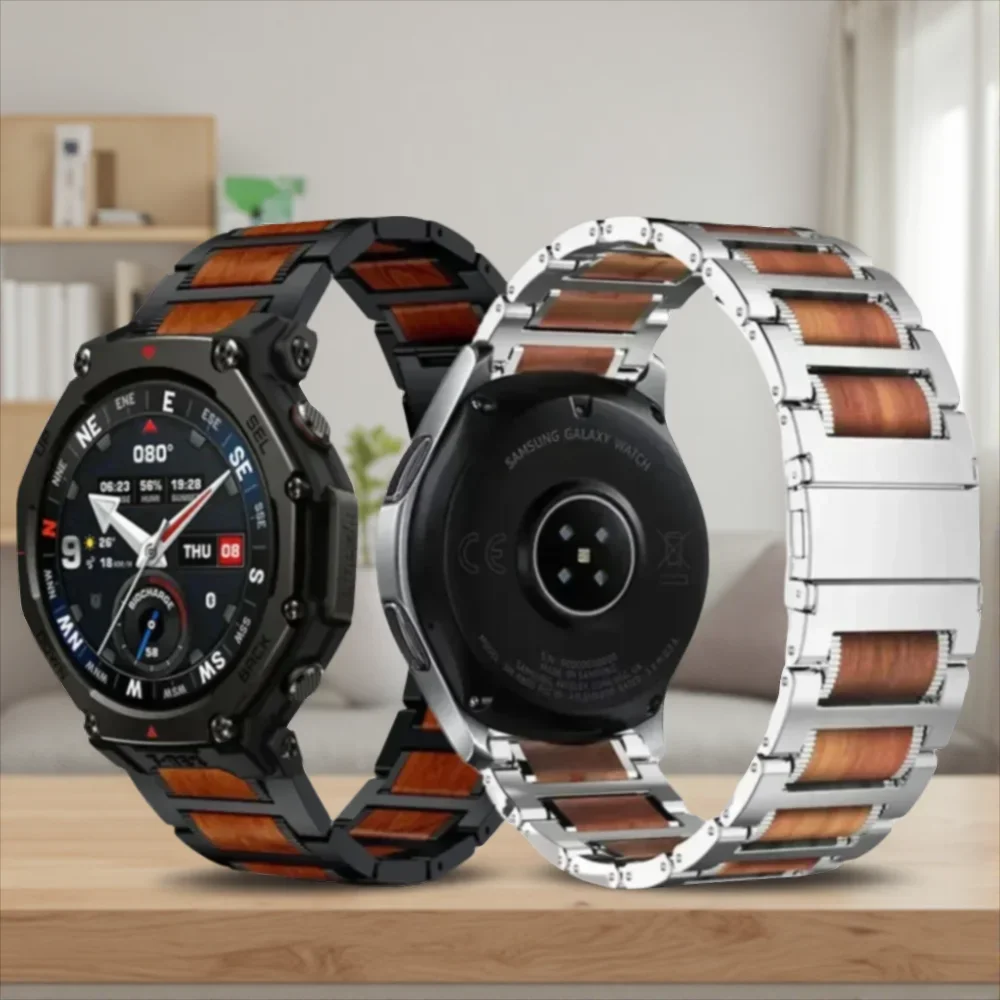 

Металлический ремешок из палисандра 22 мм для Amazfit T-Rex3 Pro 48 мм Helio Balance 2 1 Bip 6 5 GTR 4, браслет Huawei Watch 5 GT6-5-4 46 мм, ремешок