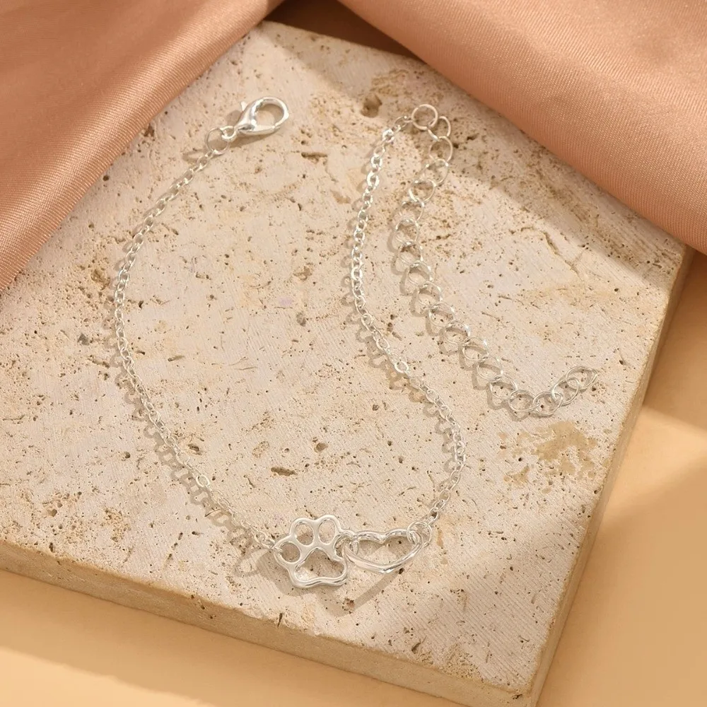 Hand Jewelry Thin Love Dog Seal Bracelet Light Luxury Fashion Dog Claw Foot Chain Simple Lovers Friendship Bracelet Gifts