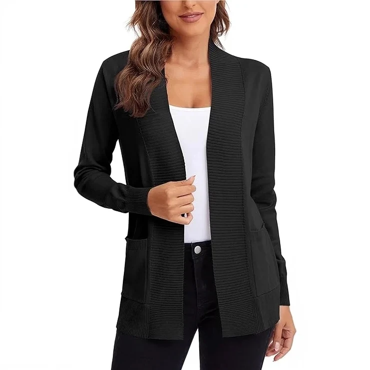 

V-neck cardigan knitted sweater spring and summer women's new solid color slim versatile long-sleeved top