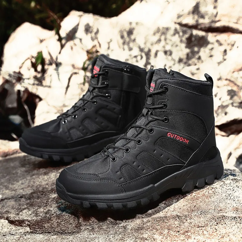 

High Top Men Hiking Boots Breathable Outdoor Mountaineering Climbing Shoes Anti-slip Casual Trekking Hunting Sneakers for Men