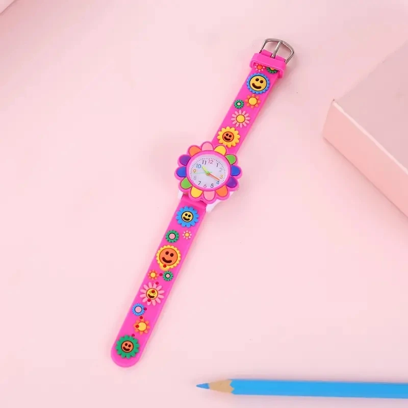 Children\'s Cartoon Watch Quartz Silicone Watch Elementary School Girls Boys Children\'s Watch 3D Silicone Strap