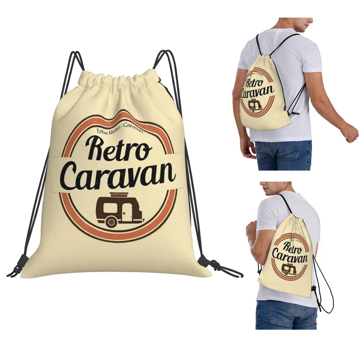 Erib1a Backpacks Fashion Drawstring Bags Sports Bag Book Bags for Man Woman Students