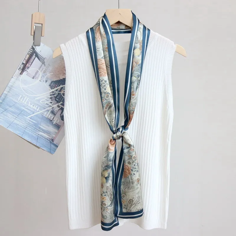 Winsleter-Women 100%Real Silk Elegant Scarf, 150*16CM Double-sided Printing, Mom Gift Versatile Long Scarf, 2026 Summer A64881CC