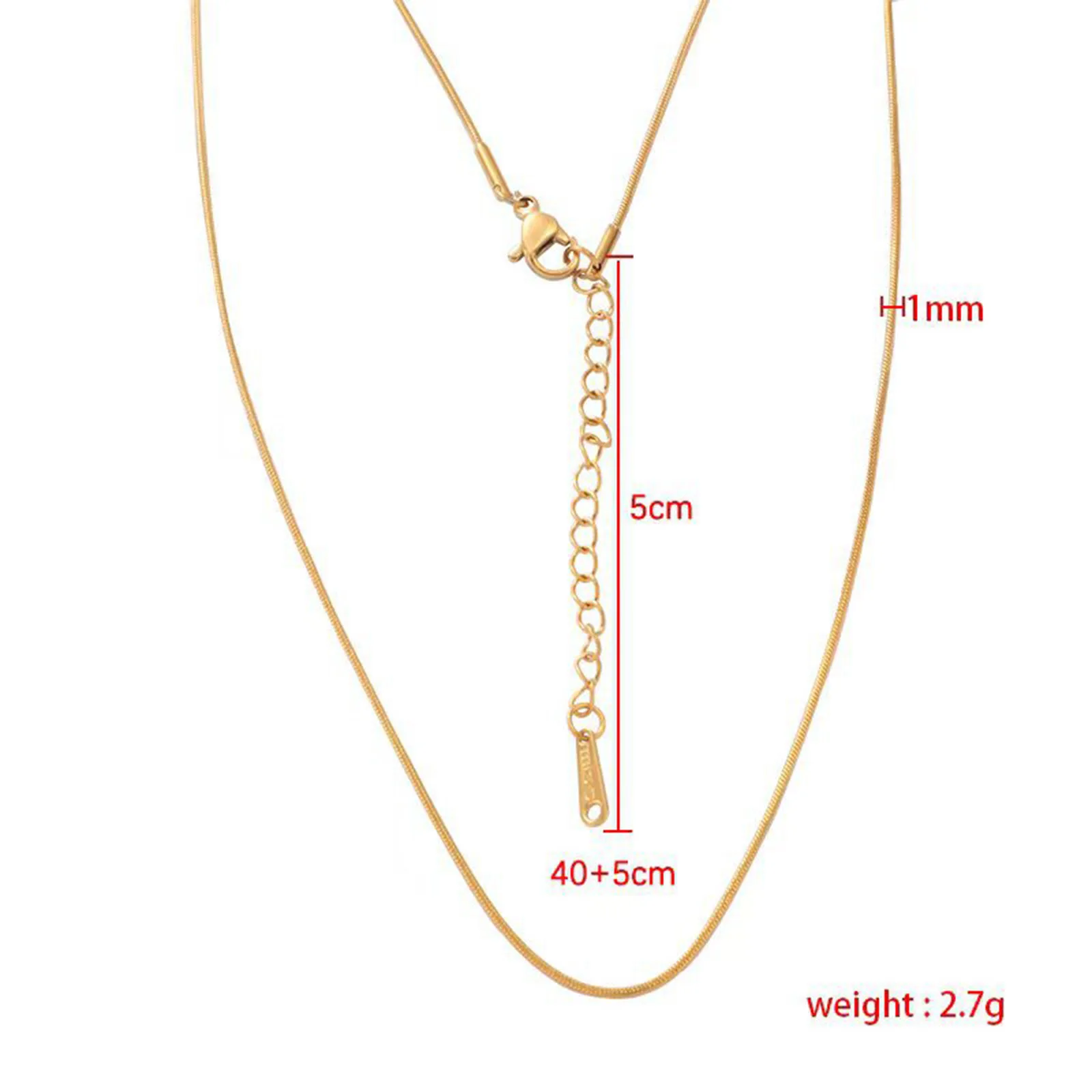 1pc Simple Stainless Steel Necklace Multicolor Snake Chain Necklace For Women Jewelry Basic Necklace Jewelry Wholesale 40cm long