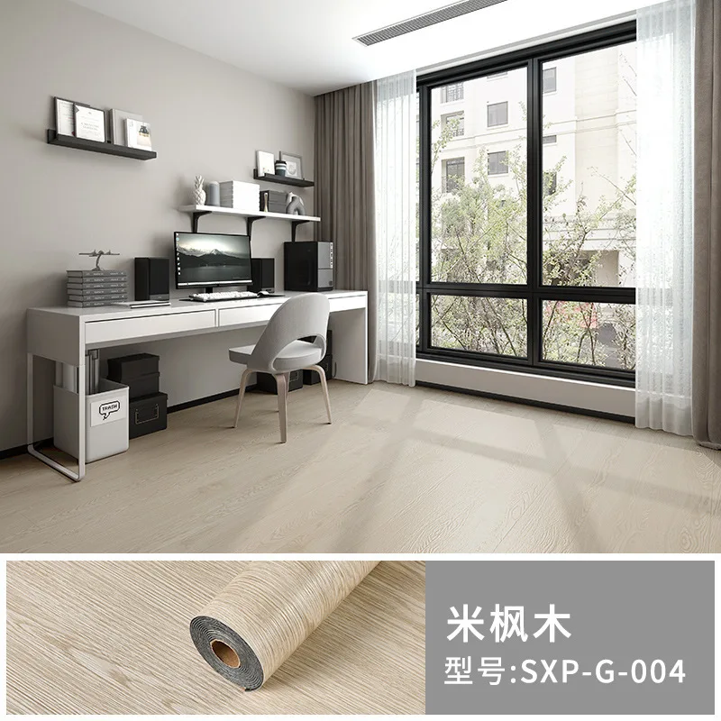 Vinyl Flooring Roll Wood Grain Self Adhesive Floor Tiles Sticker Waterproof  Bedroom Living Room Office Balcony Floor Stickers