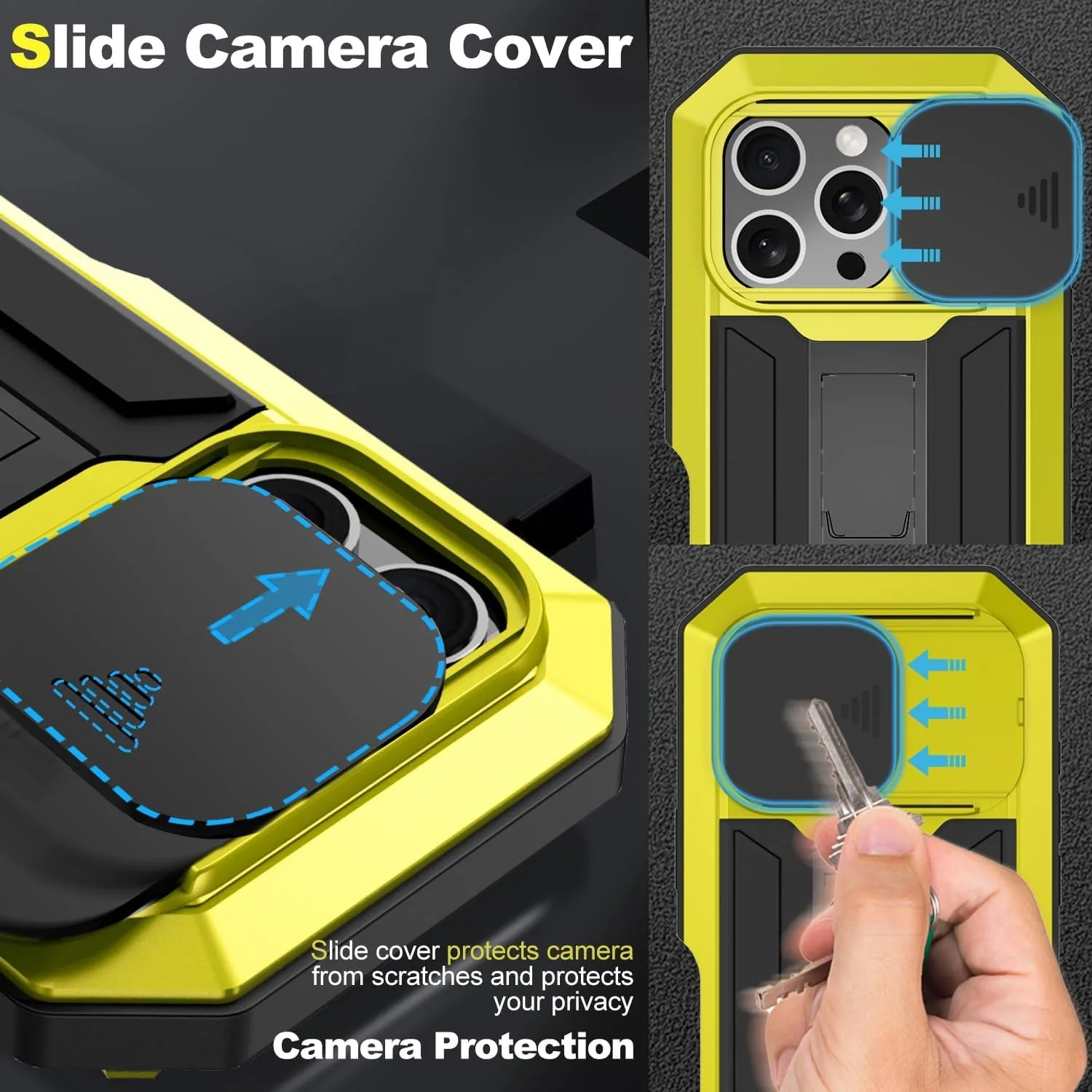 غطاء كاميرا حافظة معدنية لهاتف آيفون 16e 16 15 14 Plus 13 Pro Max مقاوم للصدمات وعرة حماية الشاشة غطاء عسكري عالي التحمل