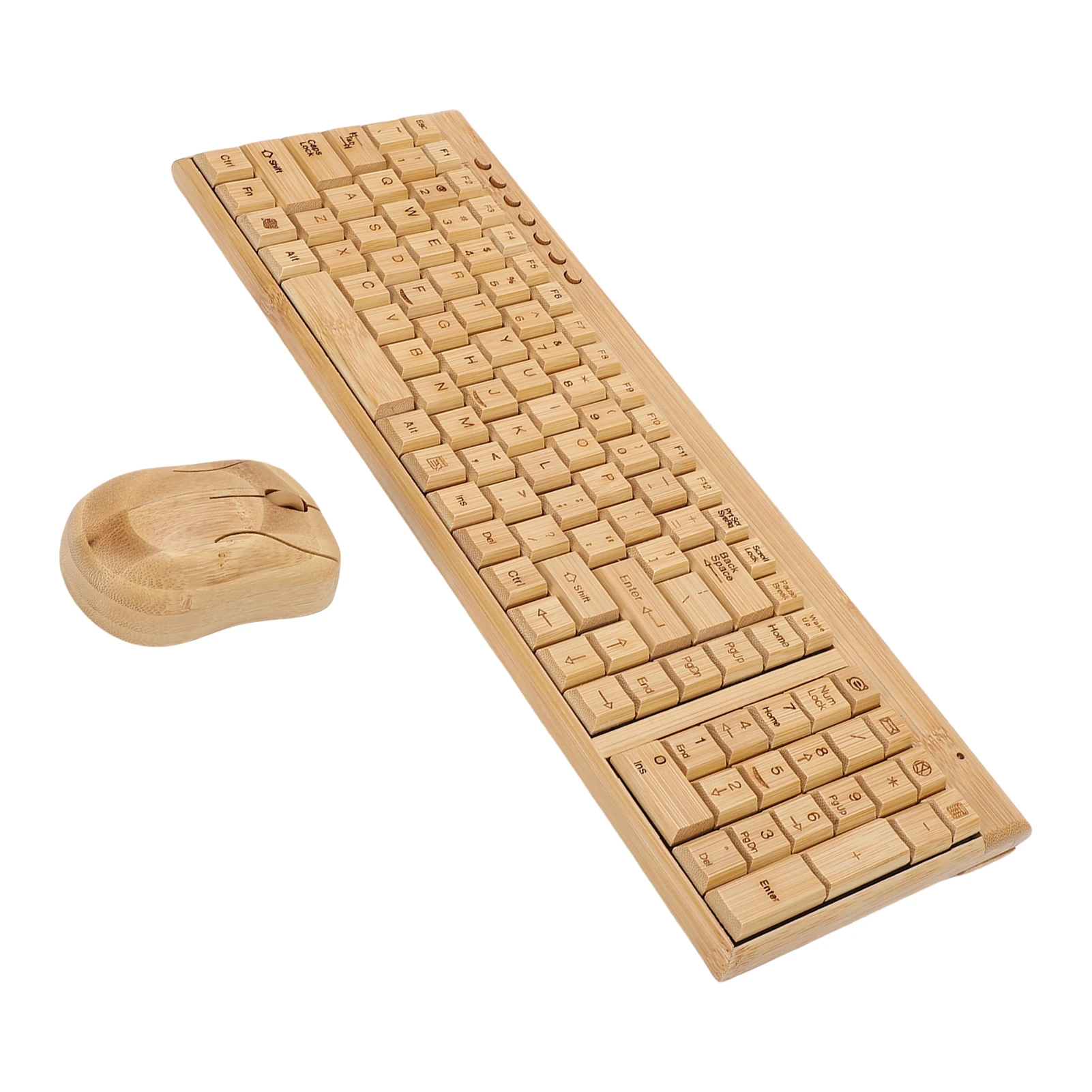 

2.4G Wireless Keyboard Mouse Set Handcrafted Full Bamboo Keyboard and Mouse Combo with USB Receiver Bamboo Keyboard Mouse Combo