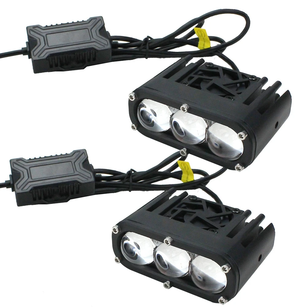 

Bicolor Car Grid Lights Biled Headlight Projector Square LED Lens Auto Matrix Headlight Retrofit Fog Lamp 3000K 6000K