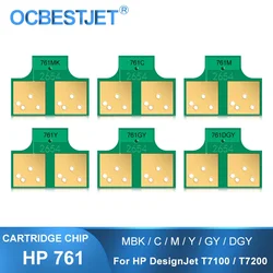 For HP 761 Ink Cartridge Chip New Upgrade Chip Compatible For HP DesignJet T7100 T7200 Printer CM991A CM992A (MBK C M Y GY DGY)