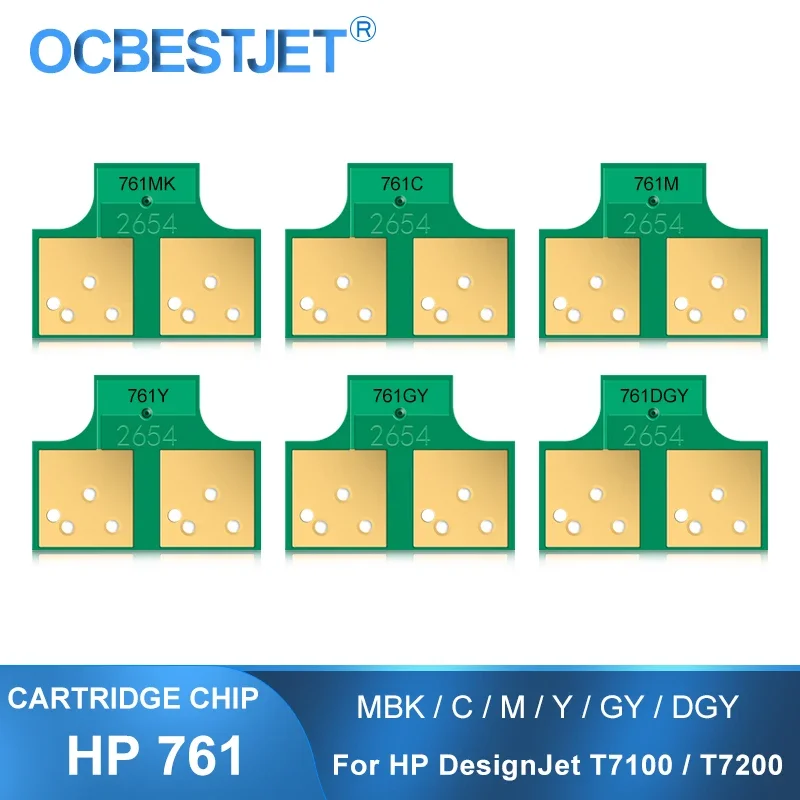 For HP 761 Ink Cartridge Chip New Upgrade Chip Compatible For HP DesignJet T7100 T7200 Printer CM991A CM992A (MBK C M Y GY DGY)