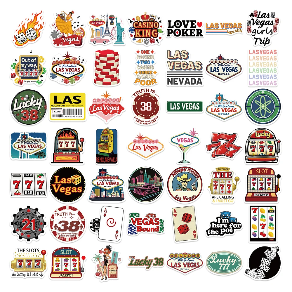 10/30/50pcs 만화 미국 주 그래피티 스티커 멋진 라스베가스 게임 스티커 전화 노트북 데코레이션 스티커 팩