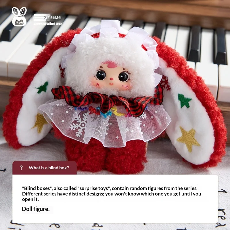 

SAN XIAO MAO SAMUEL Collectible Plush Doll Blind Box Snow Night Tea Party Series Christmas Reindeer Keychain Gift For Girls