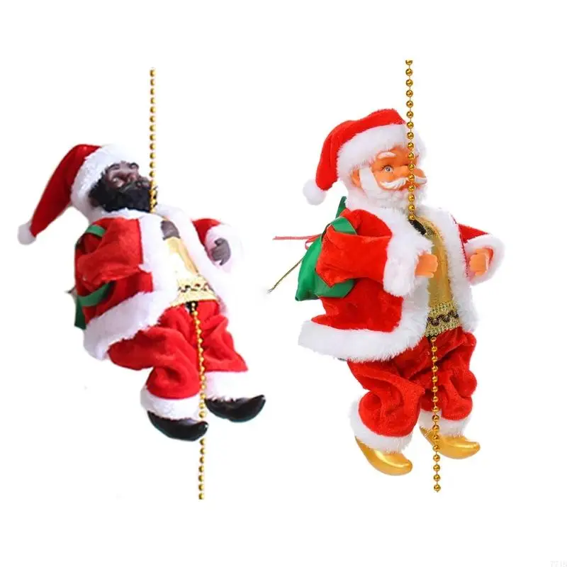 

77JB Electric Climbing Beads Santa with Music Climbing The Stairs Ornament