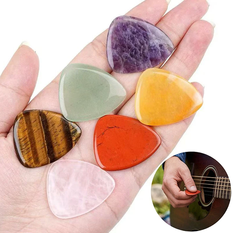27*32mm Guitar Picks Handmade Natural Stones Crystals Electric Smooth Guitar Picks Bass Acoustic Electric Guitar Accessories