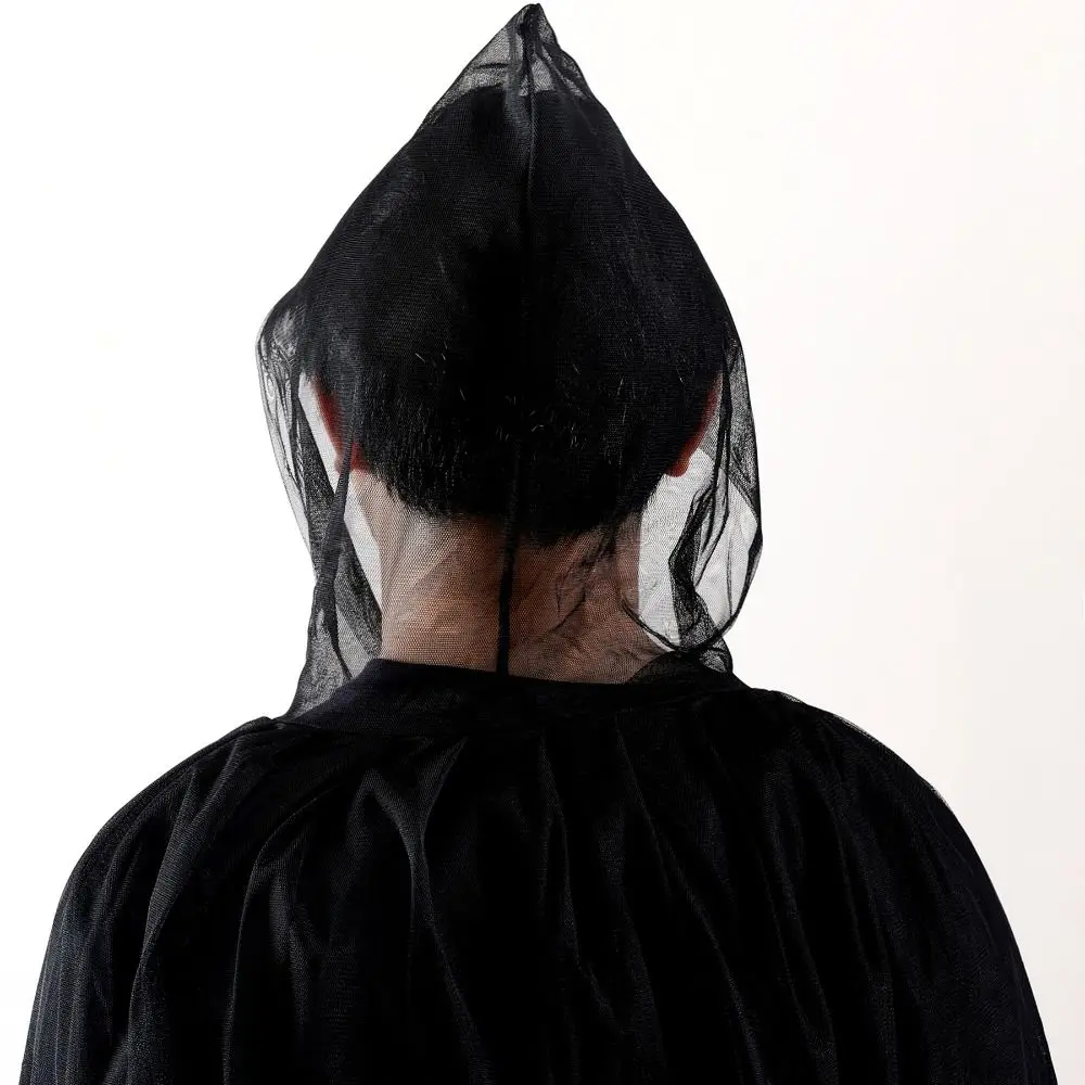Creative Gift with Oversized Hood LED Halloween Hooded Cloak Lace-up Vintage Vintage Hooded Cape Black Color Overcoats
