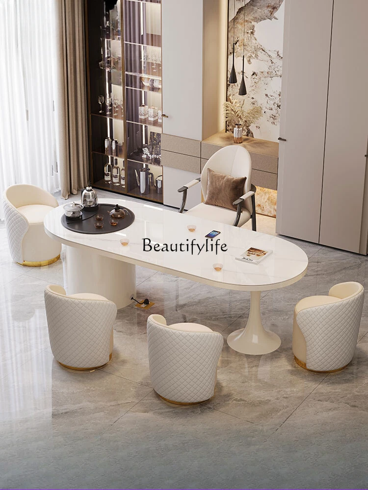 

Cream wind rock board tea table household balcony