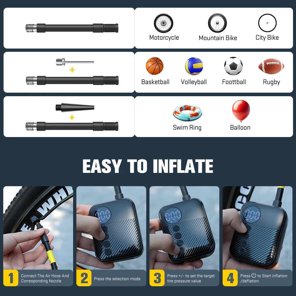 Carsun Car Exquisite Portable Mini Inflatable Treasure Suitable for Mountain Road Bicycle Motorcycle Car Inflator image 4
