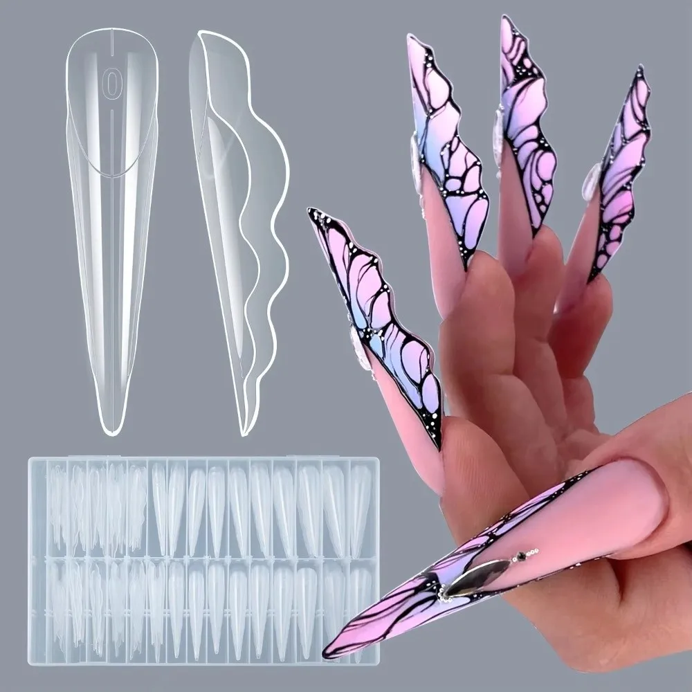 150Pcs Reusable Butterfly Shape Nail Dual Forms Full Cover Dual Forms Acrylic Nail Gel Mold Positioning Lines Gel Nail Molds