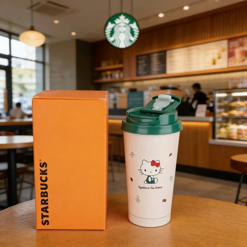 Vaso Térmico Starbucks Hello Kitty Edición Limitada 2025, Doble Aislamiento al Vacío, con Pajita, Ideal para Café Helado, Regalo Navideño para Amigos