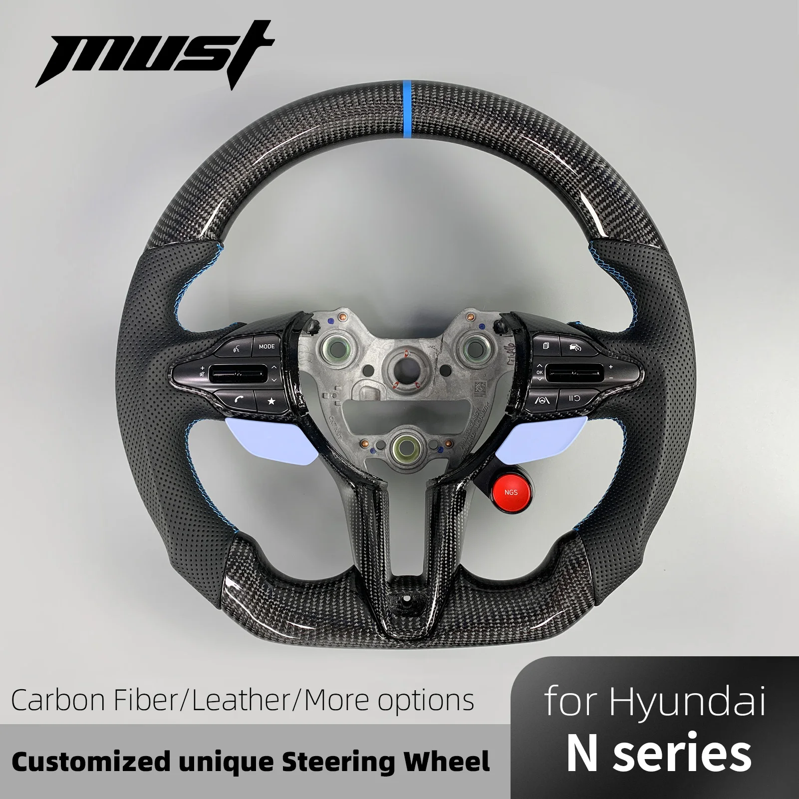 

Для моделей Hyundai N серии Sport Sedan Fastback I30N I20N ElantraN 2019-2024 индивидуальное рулевое колесо из углеродного волокна