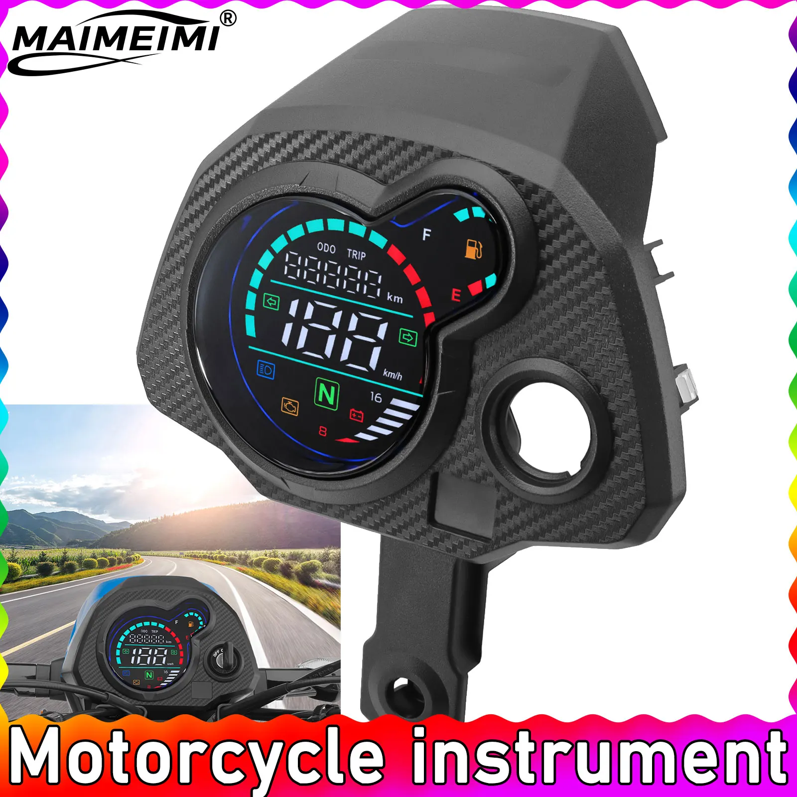 

Digital Meter Motorcycle LCD Odometer Tachometer Speedometer TRIP ODO KMH Voltmeter Oil Level Gauge for Honda Navi